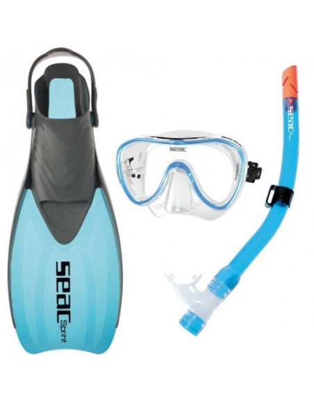 SEAC Sprint Dry Snorkelling Mask/Snorkel and Fin Set - Various Sizes
