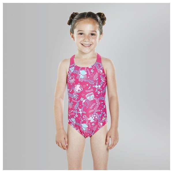 Speedo - Kids - Seasquad Allover Swimsuit - Pink/Pink