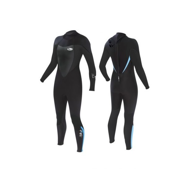 TIKI  Wetsuit - 3/2 Womens Teckh-Back Zip - Black/Blue