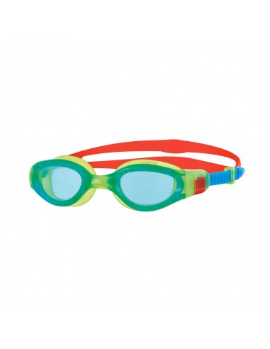 Zoggs Junior Phantom Elite Swimming Goggles in Green/Blue/Red 